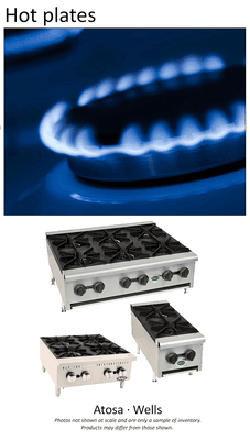 Hot plates have variable-control switches and adjustable air shutters in your choice of LP or NG.  Visit www.srscooks.com/hotplates.html