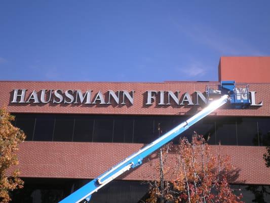 Lighted Building Sign Installation in Irvine California.