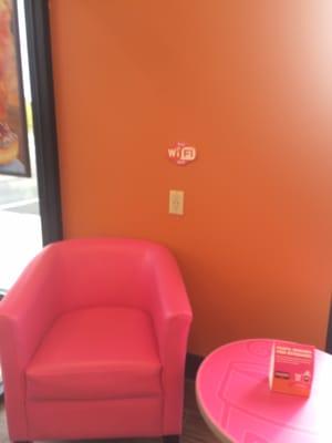 Free Wifi throughout the store and conveniently placed outlets everywhere to charge your phone or laptop!