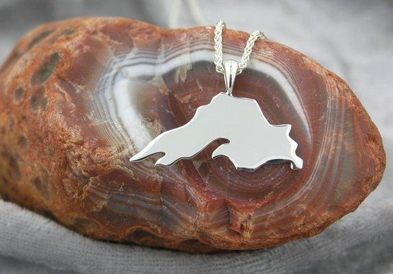 We sell a lot of Lake Superior shaped jewelry and gifts.