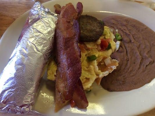 The Migas plate with sausage added