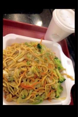 Soba noodles w/veggies, and green tea- all for under $5!