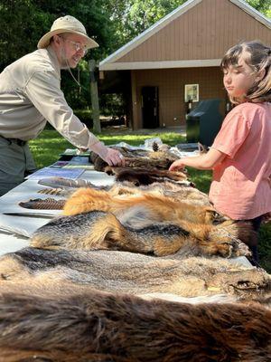 Nature booth with all types of animal skins to look at