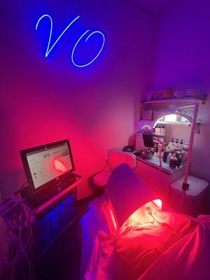 Hydrofacial and red LED light therapy