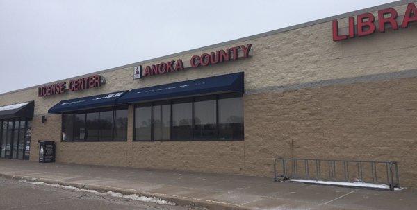 Library is next to Anoka County License Center