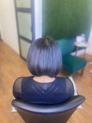 Natural hair blow out and cut