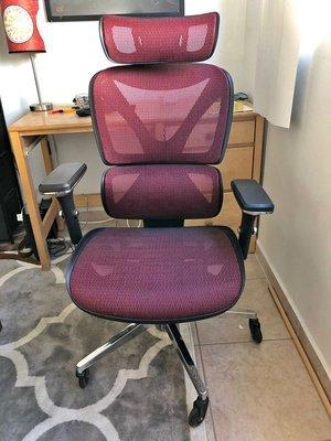 Oline Ergonomic Mesh Red/Burgundy Office Chair with Blade Wheels