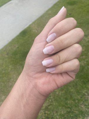 Natural Ombré French Tip Coffin with Square-Round Tip