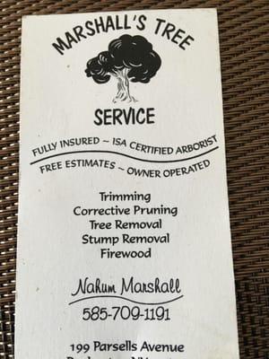 Marshall's Tree Service