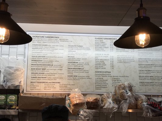 Sandwich menu