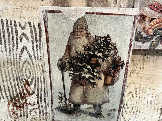 Santa on wood