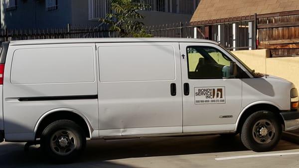 Their service truck with an easily identifiable logo and phone numbers.