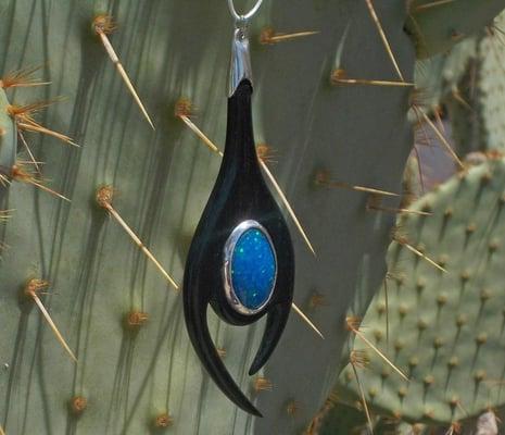 Recently completed from scratch, ebony / opal / sterling pendant