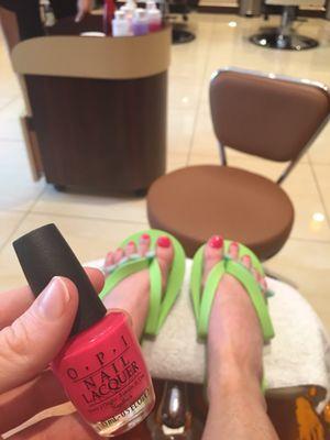 My pedicure and an OPI that I brought in.