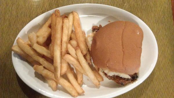 BBQ Pork Sandwich ($3.50) with side of Beer Battered Fries ($2.50). Sandwich was delicious and fries were nice and crunchy.