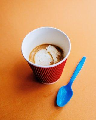 Affogato - scoop of ice cream "drowned" in espresso.