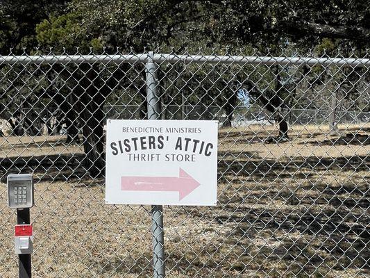 Sign at the turn into the Benedictine Sisters & St. Scholastica Monastery