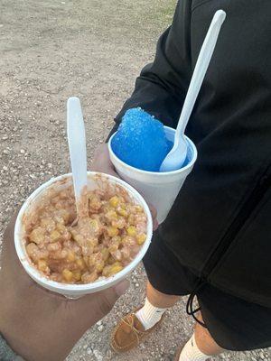 Bubblegum raspa & elote con todo