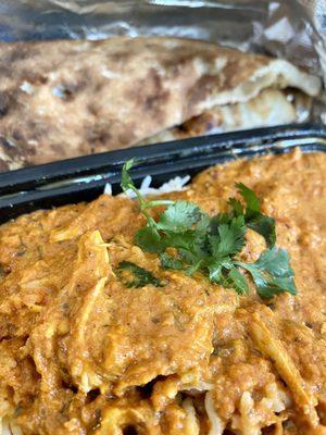 06.08.22 Butter Chicken w/ Basmati Rice and garlic naan