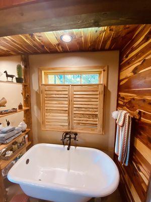 Rustic pine shutters