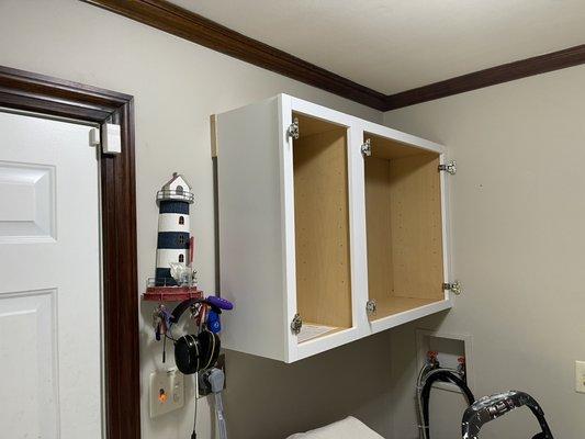 Laundry room cabinets and custom rounded corner sho