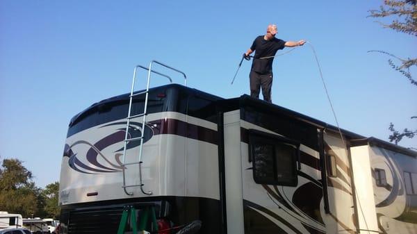 Ricky F Up There Getting That Motor Home Cleaned