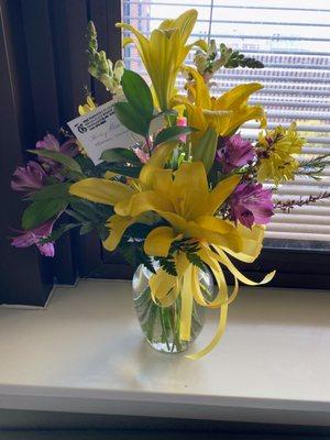 Sight unseen. These are the beautiful flowers I ordered for a friend in a hospital close to the florist shop.