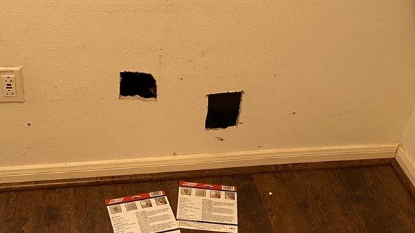 Patched holes in wall