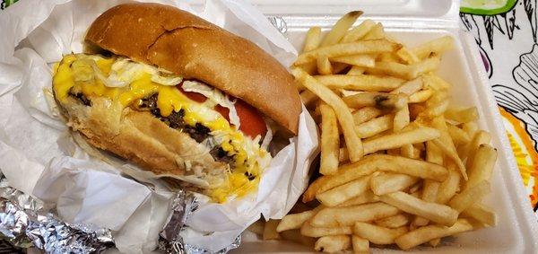 Cheeseburger Double Patty and Generous Fries This is a Massive Burger