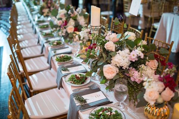 From cocktail hour to dinner - this tablescape spoke romance and more! We love our vendors!