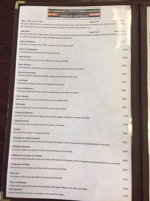 Menu May 2018