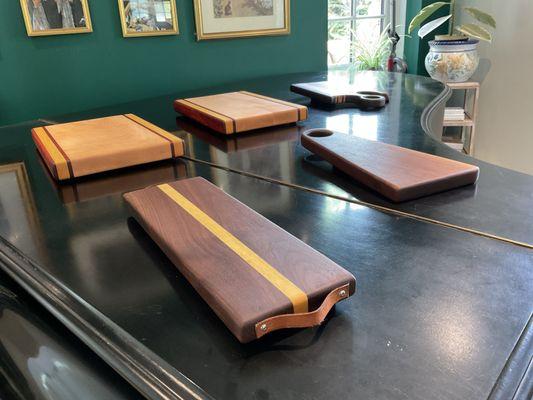 Elegant hand made #charcuterie boards made from #black walnut and #maple hard woods. 
 #cutting boards
 #cheese boards