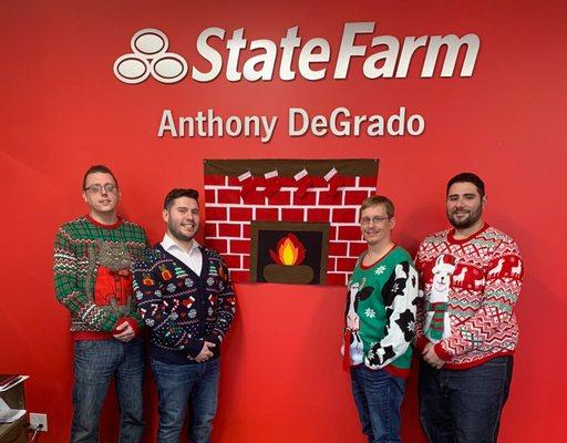 Merry Christmas From the DeGrado Insurance agency on ugly Sweater Friday!