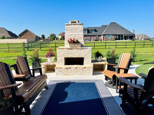 Custom Fireplace & Concrete Patio Installation.