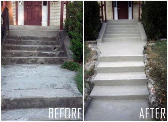 New installation of concrete walkway and steps