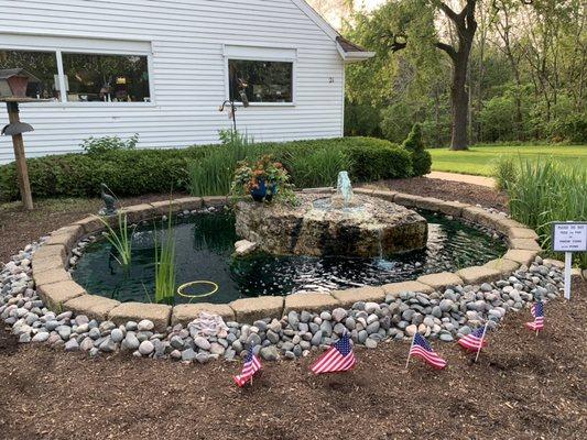 Pond in front of the bar area