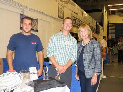 Seacoast Chamber expo. Governor Maggie Hassan pays a visit to the Calling All Cargo booth.