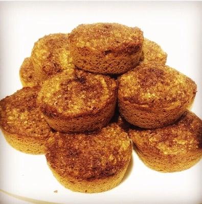 Cinnamon muffins! She finds ways to make a delicious low fat, high fiber, high protein alternatives to my favorite foods!