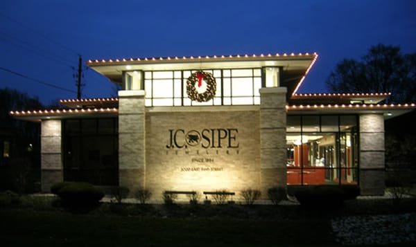 View looking North from 96th St of JC Sipe Jewelers at Christmas.