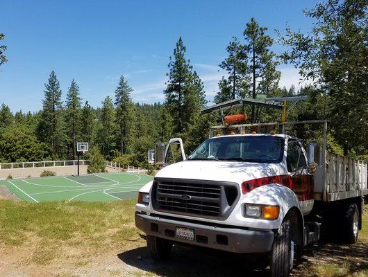 J&S Asphalt re-surfacing our basketball court in May 2017