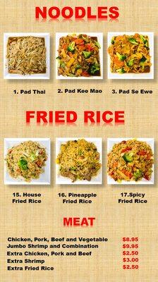 Thai foods menu from 11:00AM to 2:00PM / 7days 
/Week.