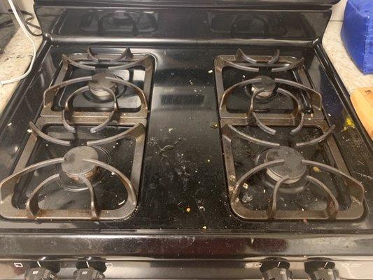 Before photo of a gas range