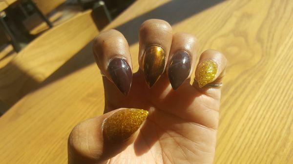 Bronze chrome, burgundy,  and gold glitter