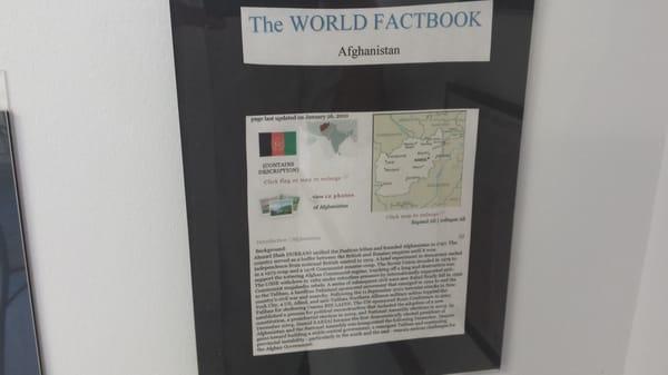 Weird facts on wall about Afghanistan and Somalia