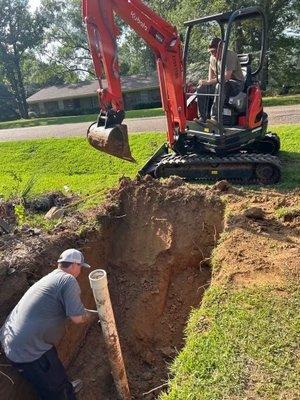 Excavated 6 foot day to make a repair on a 4 inch sewer main