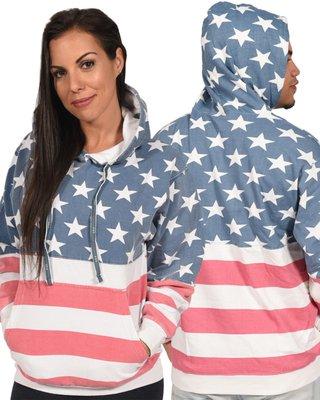 USA "Vintage-Print" UNISEX Pullover Hoodie; Style # 4017-USA-VIN; Blend: 60% Cotton / 40% Poly; Sizes: S thru XL, and 2X thru 6X.