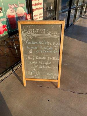 Breakfast menu