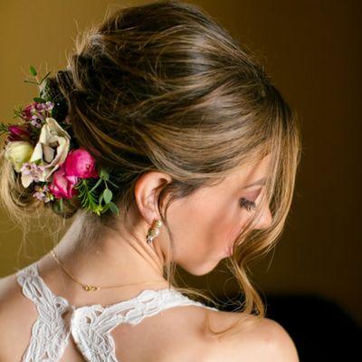 Romantic Bridal Updo and Airbrush Makeup