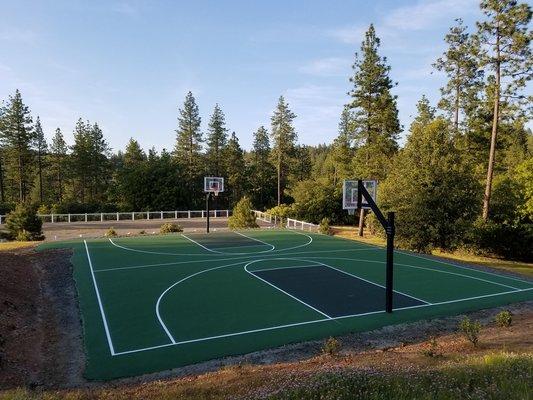 J&S Asphalt re-surfacing our basketball court in May 2017 -- beautiful colors evening view