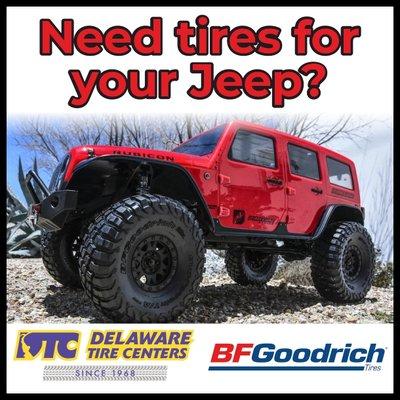 We sell and install tires for Jeeps, SUVs, trucks & passenger cars.